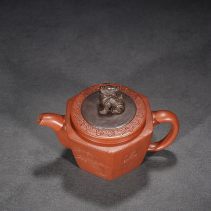 Chinese Yixing Zisha Clay Handmade Exquisite Teapot （六方狮尊 底款：顾景舟）