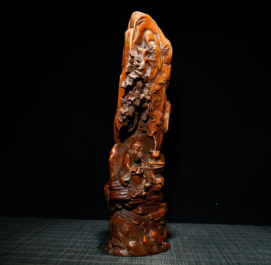 China Boxwood Carving Damo Buddha Statue Sculptures Wooden Figurines Decor Home