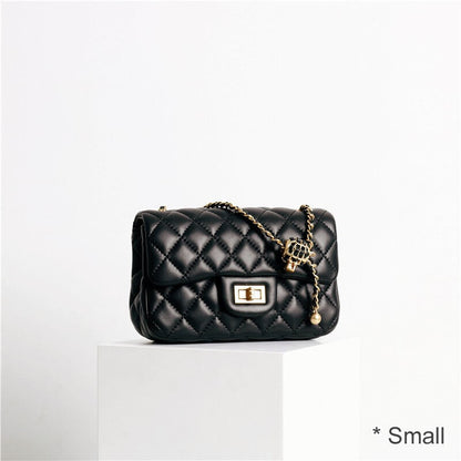 Quilted Lambskin Leather Small Flap Purse Chain Clutch Shoulder bag Crossbody
