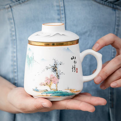 380ml Mug Ceramic Cup Tea Separation Water Cup Filter Tea Cup Kung Fu Tea Set