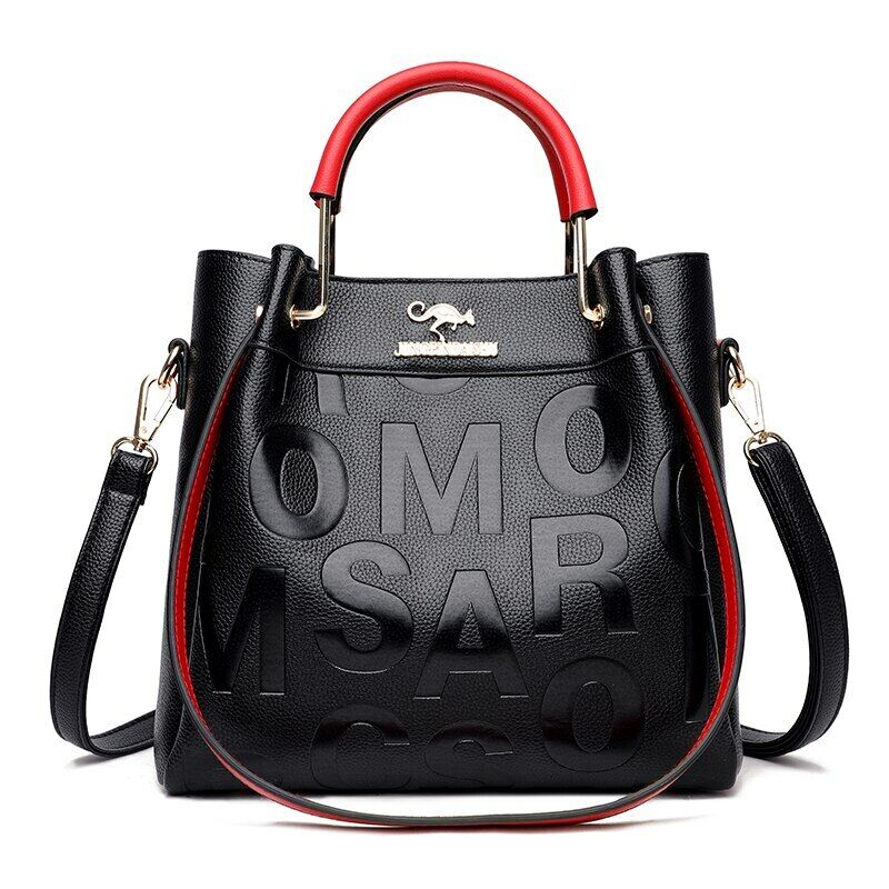 Luxury Handbags Letter Pu Leather Women Shoulder Bags Big Capacity Crossbody Bag