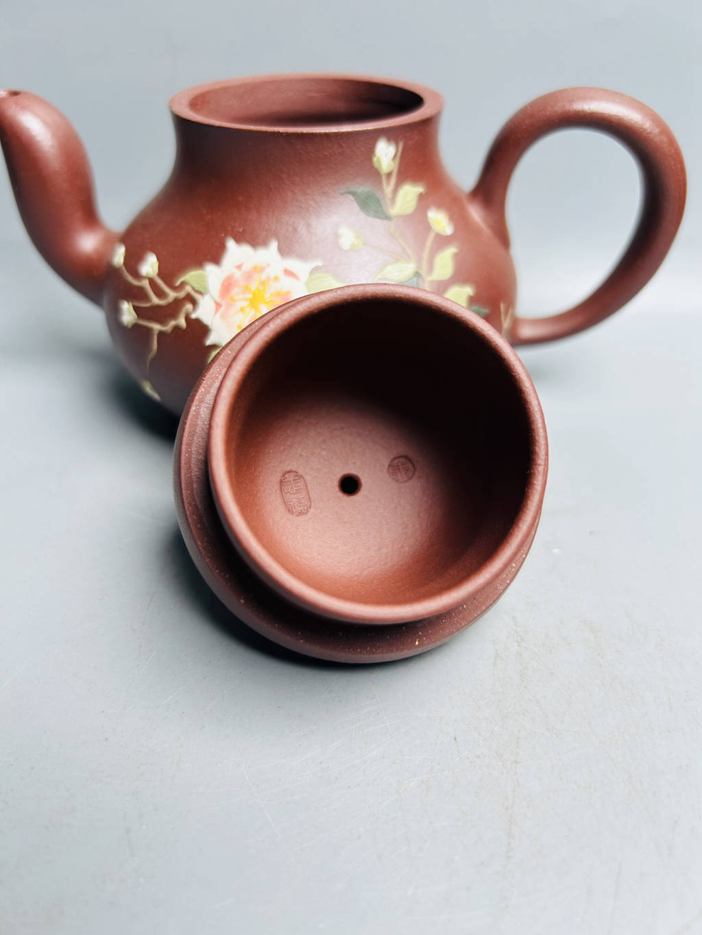 Chinese Yixing Zisha Clay Handmade Exquisite Flowers & Plants Teapot For Puer