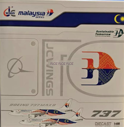 for JC Wings Malaysia Airlines for Boeing B737 MAX 8 9M-MVA 1:400 Aircraft Model