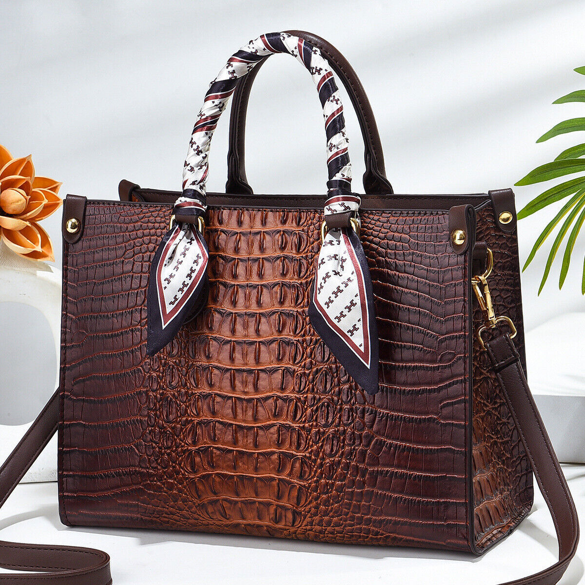 Fashion Crocodile Pattern Handbag Faux Leather Shoulder Bag Women's Purse