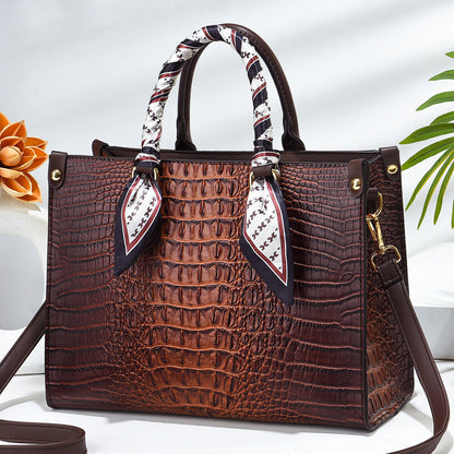 Fashion Crocodile Pattern Handbag Faux Leather Shoulder Bag Women's Purse