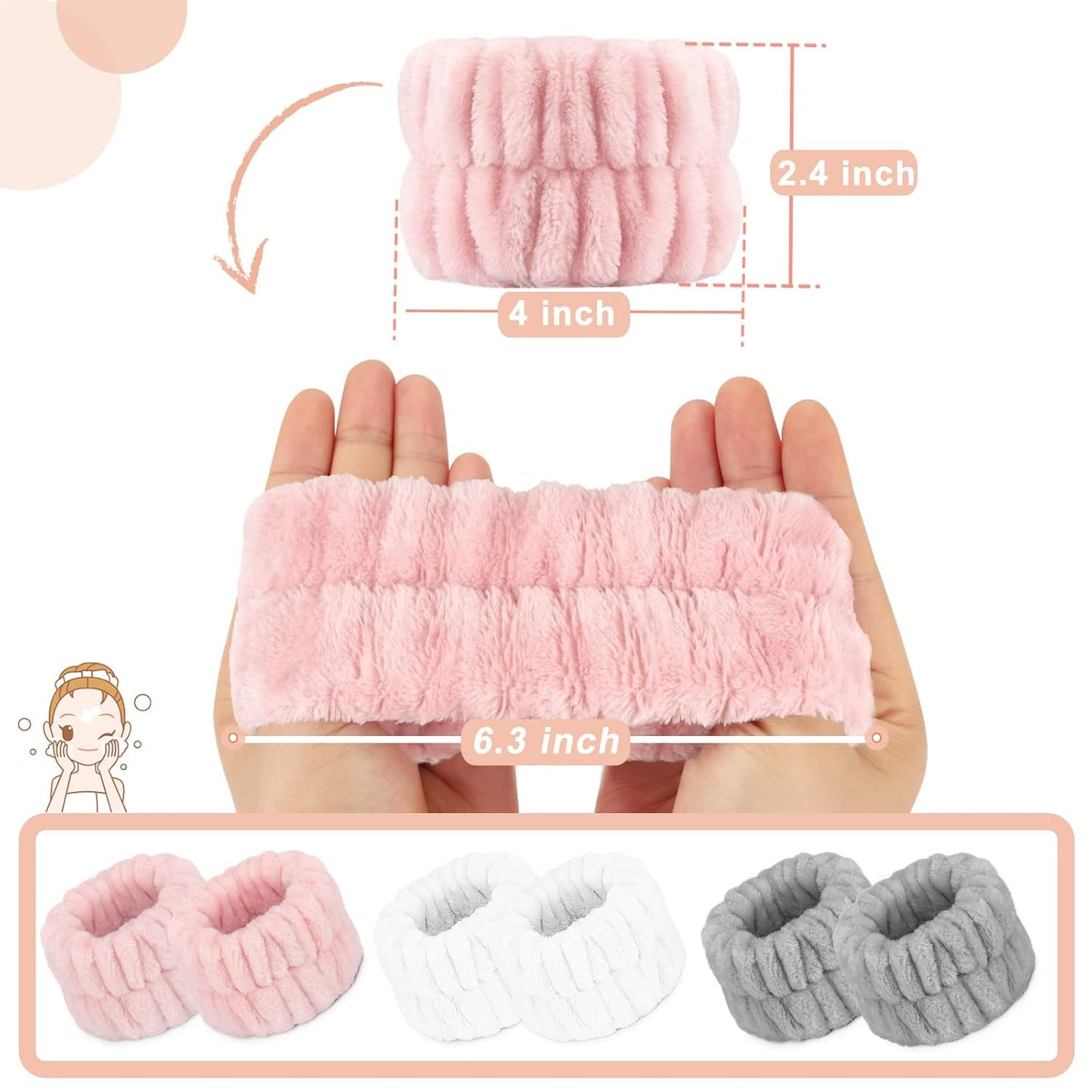 Microfiber Wrist Bands for Washing Face Absorbent Spa Face Wash Wristbands
