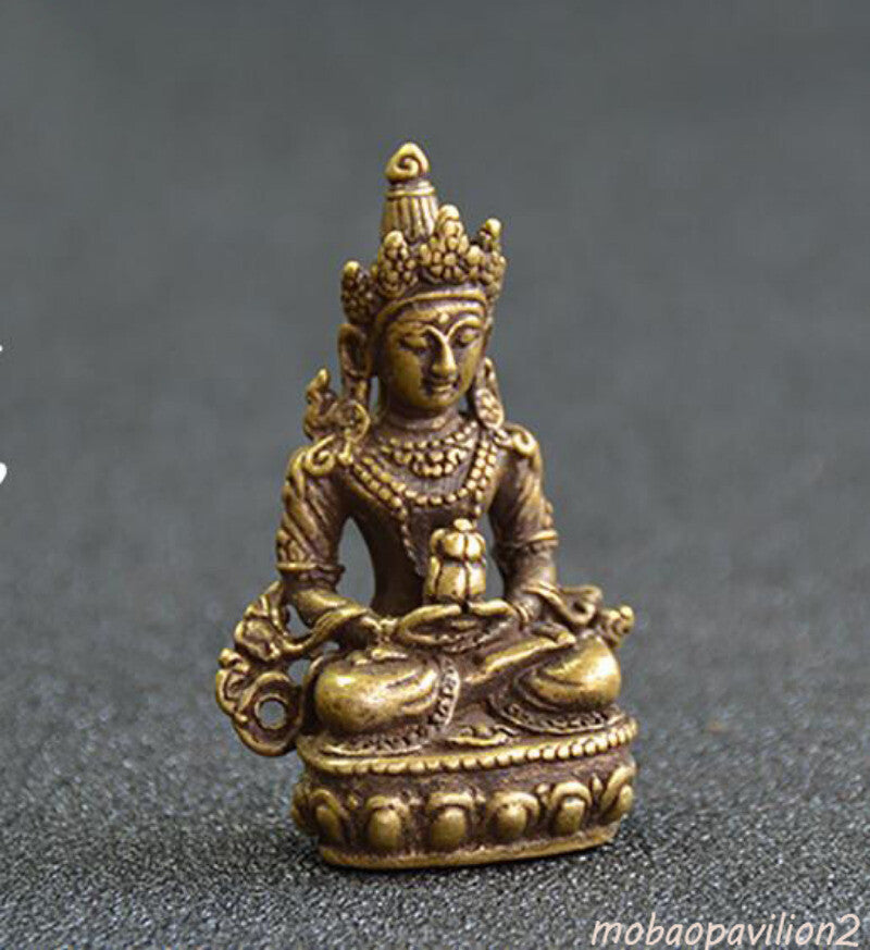 4.3CM Brass Small Buddha Statue Handmade Carved Statue Pendant Decorative Crafts