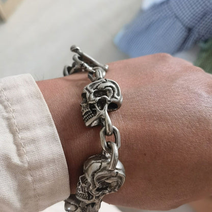 White Copper Miaoyin Skull Bracelet Punk Rock Six Ghosts Lucky Chain