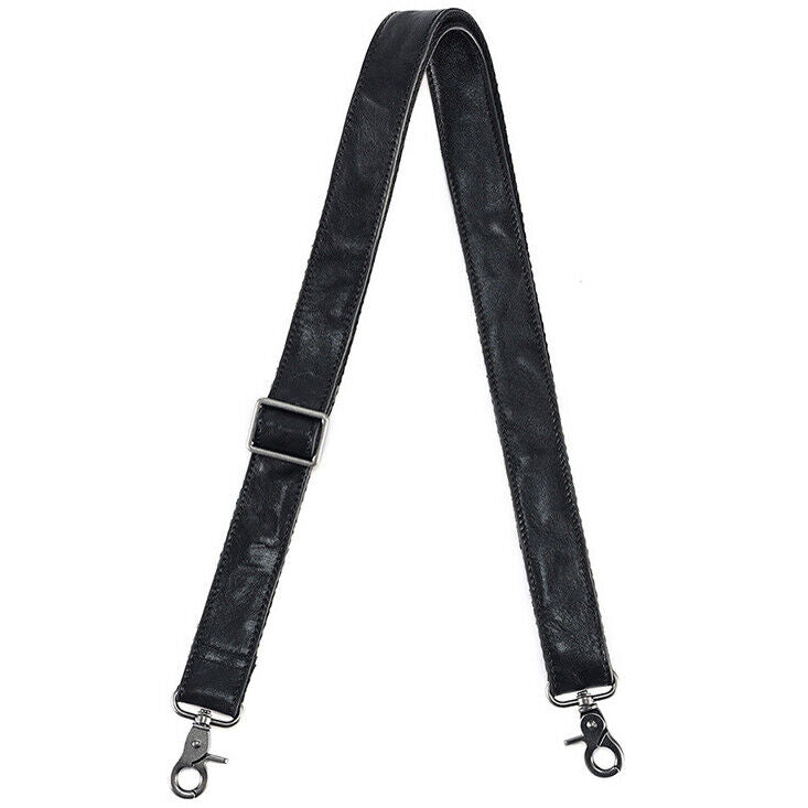 Black Cow Leather Replacement Shoulder Strap for Briefcase Luggage Messenger Bag