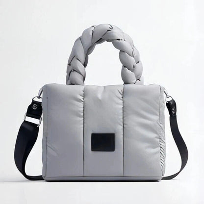 Quilted Tote Bags Women Down Handbags Woven Handle Shoulder Bag Winter Bag