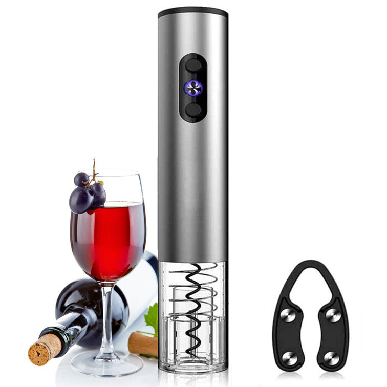 Electric Wine Bottle Opener, Automatic Corkscrew with Foil Remover (Silver)