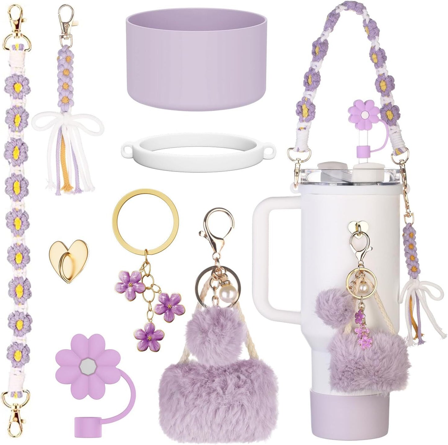 8Pcs Bling Bow Cup Accessories Decor for Stanley Charms 40oz & 30oz Tumbler