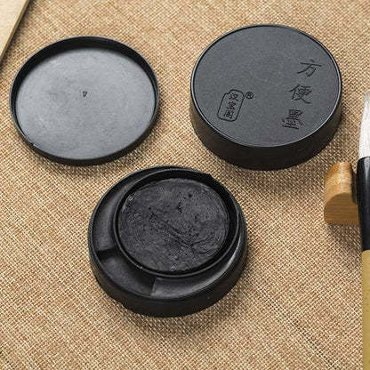 2Pc 2.6" Packaging Convenient Ink Cake with Case Calligraphy Painting Freehand