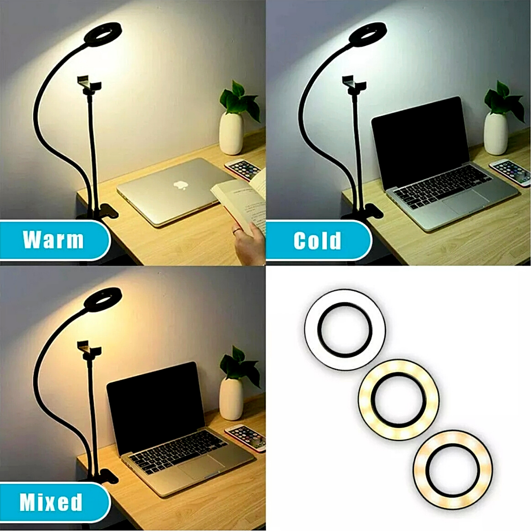 LED Selfie Ring Light Lampara de Luz de Fotografia USB con Soporte para Teléfono