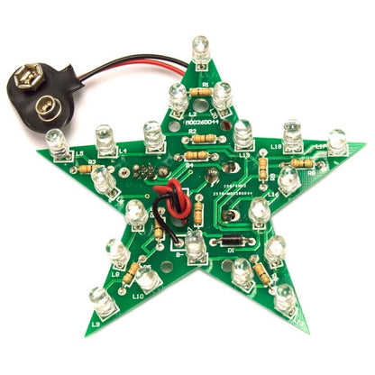 Colorful Flashing Star Soldering Practice Kit, Intermediate Skill Level, 3½" PCB
