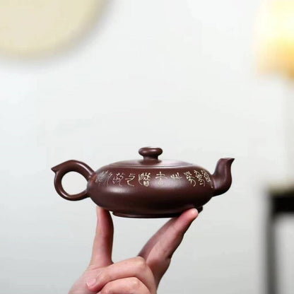Original Ore Real Yixing Zisha Zi Ni Clay Tea Pot Handmade Floral Relief Marked