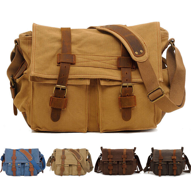 Men Canvas Shoulder bag Satchel School Shoulder Messenger Bag Postman Corss Body