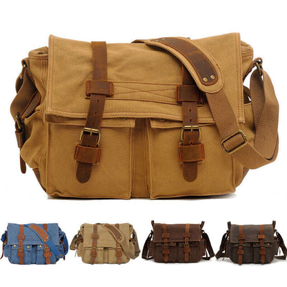 Men Canvas Shoulder bag Satchel School Shoulder Messenger Bag Postman Corss Body