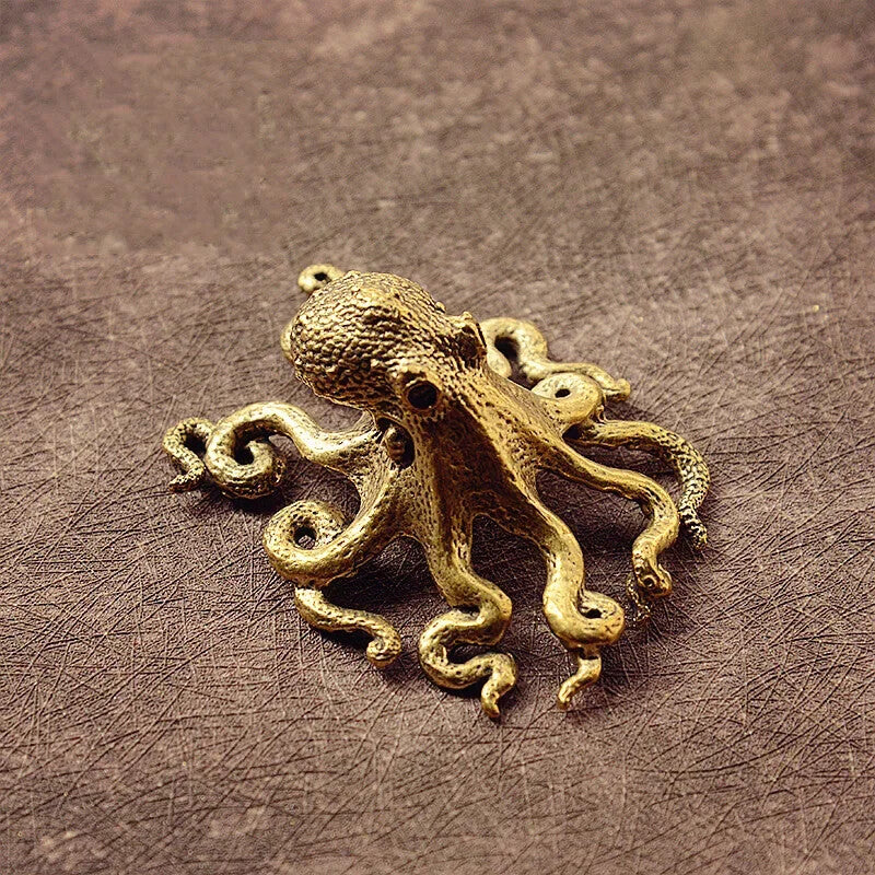 Small Octopus Statue Metal Brass Tea Pet Table Ornament Home Decorations Tea Set