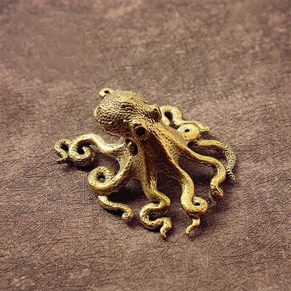Small Octopus Statue Metal Brass Tea Pet Table Ornament Home Decorations Tea Set