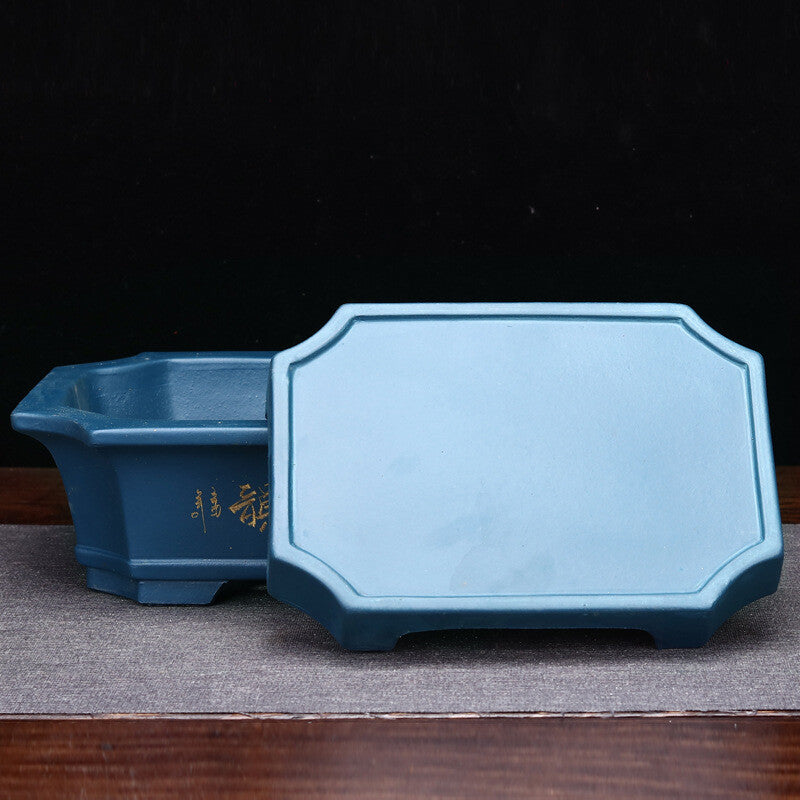 Large Rectangular Bonsai Pot W Tray High-grade Classic Chinese Purple Sand Pots