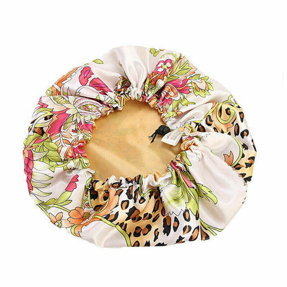 Silk Night Sleep Cap Hair Bonnet Hat Satin Wide Band Large Jumbo Head Cover Size