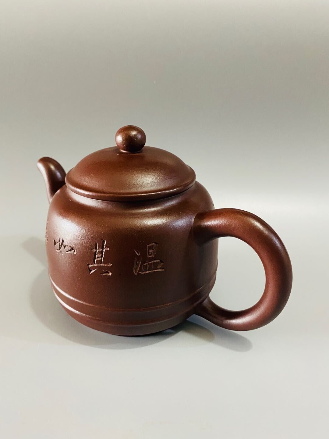 l-0Chinese Yixing Zisha Clay Handmade Exquisite Teapot （温其如玉刻绘壶 底款：顾景舟）