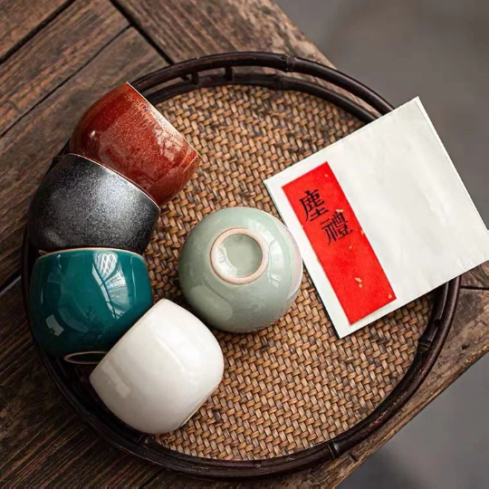 Chinese Kung Fu Tea Cup Ceramic Tea Cup Set of 5