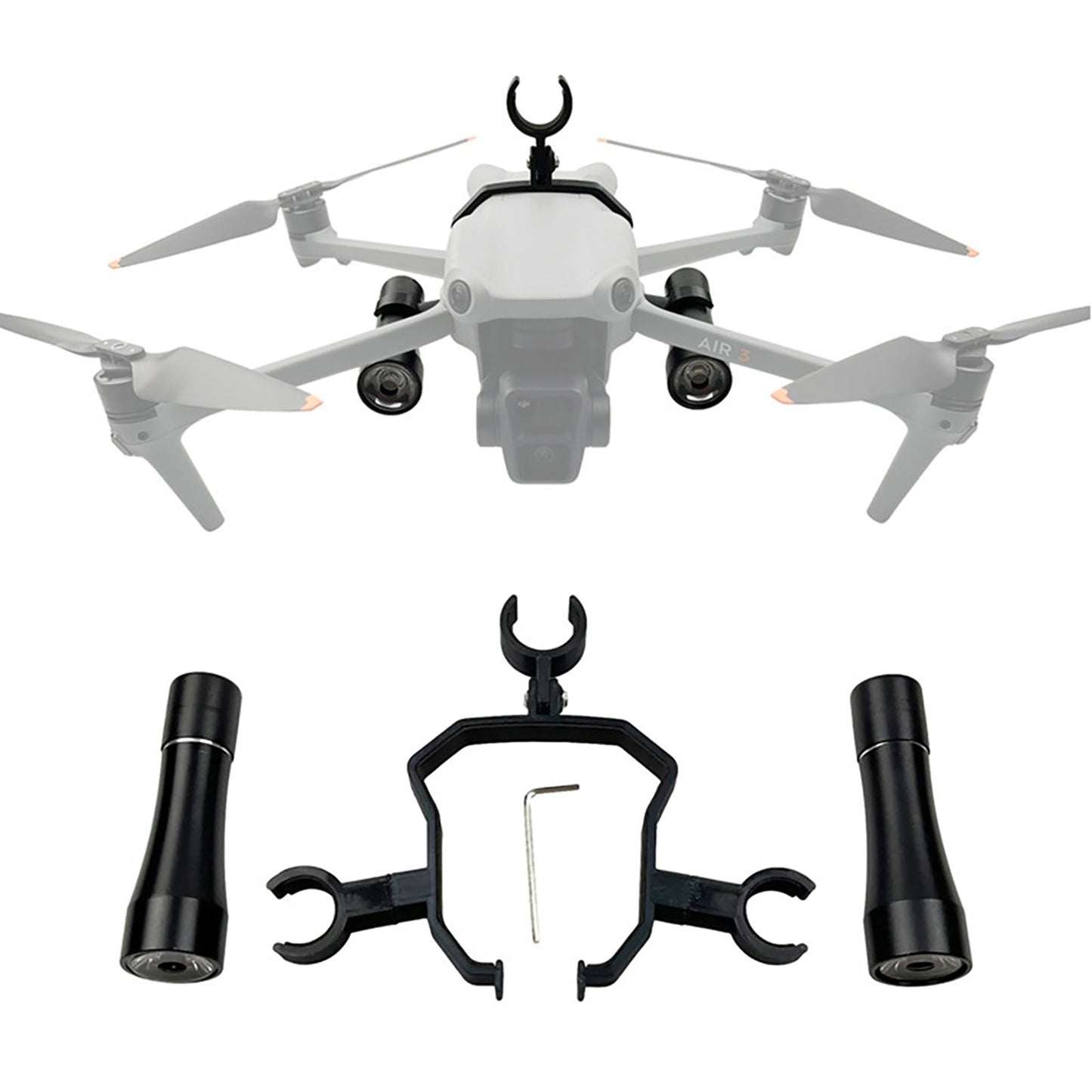 2 Pcs Black Flashlight With Bracket & Wrench Durable For DJI Air 3 Drone