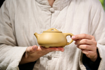 5.5" Collect China Yixing Zisha Pottery Gold Section Clay 280ML Mesh Teapot 景舟石瓢