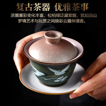 Retro Huancai Creative Ceramic Household Tea Bowl Tea Set Tea Bowl Tea Set