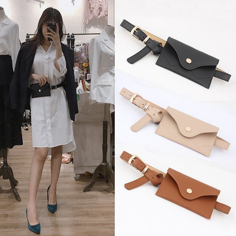Fanny Pack Women Belt Bag PU Leather Waist Bag Fashion Pure Color Wallet Gifts
