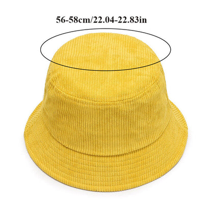 Unisex Bucket Hat Corduroy Panama Cap Fishing Hats Fall Winter Plain Casual Cap
