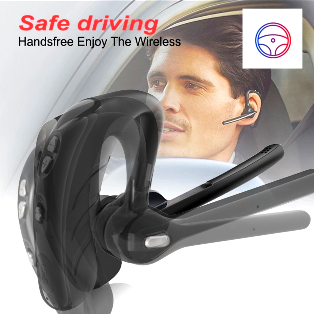 Wireless Bluetooth 5.0 Earpiece Noise Cancelling Headset Driving Trucker Earbuds