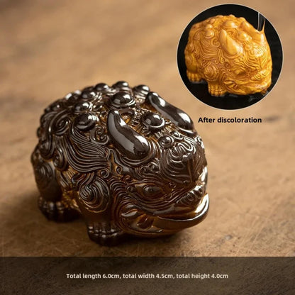 Color Changing Resin Tea Pet Pixiu Figurine 6cm Animal Sculpture Kung Fu Tea Set