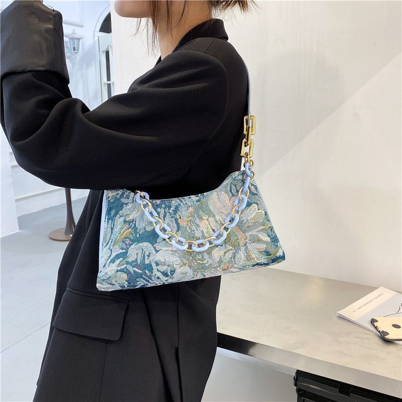 Shoulder Bag Handbags Oil Painting Printed Thick Small Purse Handbags Tote Bags