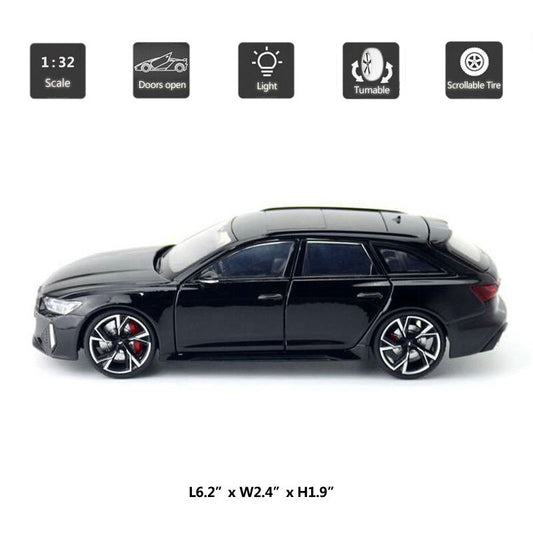 1:32 Audi RS6 Wagon Model Car Diecast Toy Cars Metal Vehicle Toys for Kids Black