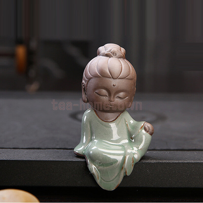 Cute Guanyin Tea Pets Ceramics Buddha Little Monk Boutique Small Home Decor