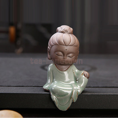 Cute Guanyin Tea Pets Ceramics Buddha Little Monk Boutique Small Home Decor