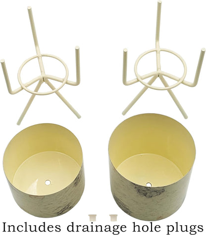Mini 20 Ounce & 30 Ounce Off-White Marbled Tabletop Indoor Planters with Stands