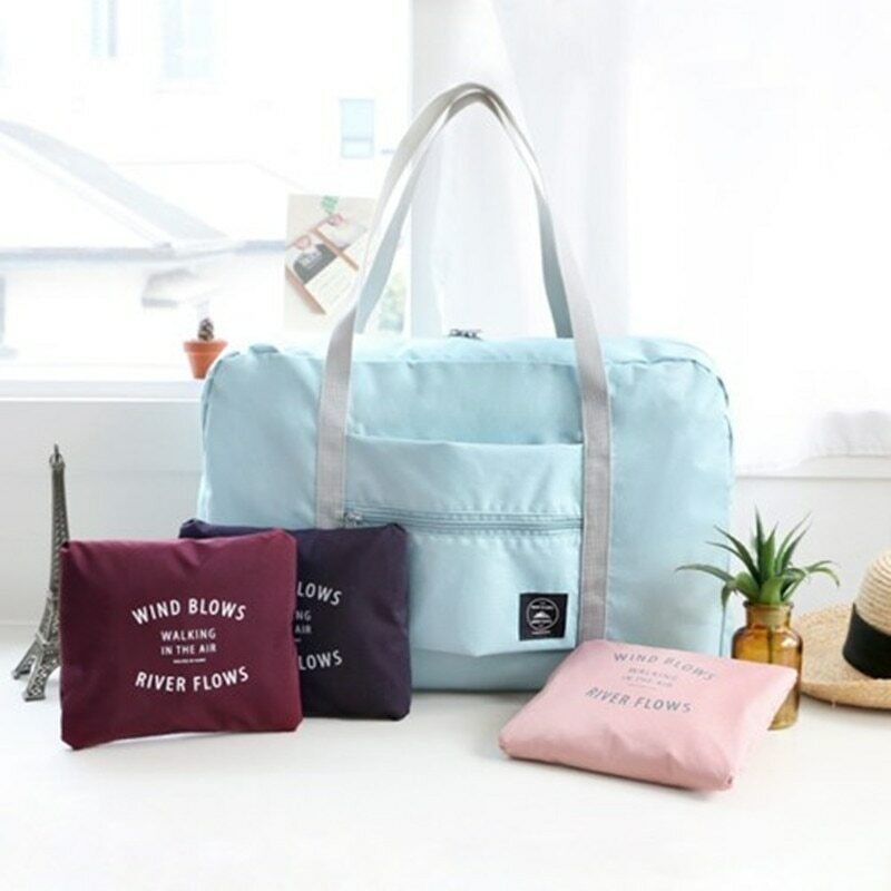 Nylon Foldable Travel Bags Large Capacity Solid Color Luggage Handbags Men Women