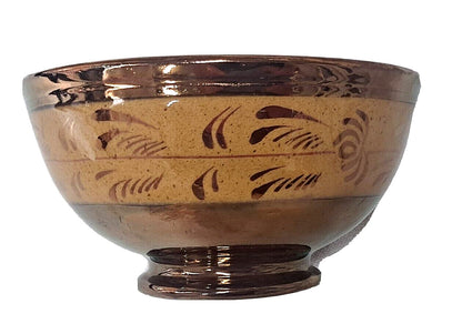 Antique Staffordshire copper lustre bowl, tan band of ornamentation