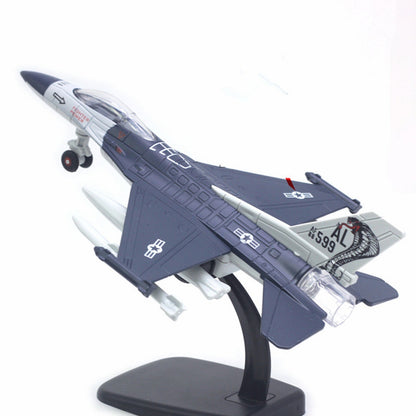 1/100 Fighter Aircraft F16 Jet Alloy Military Model Plane Scene with Sound&Light