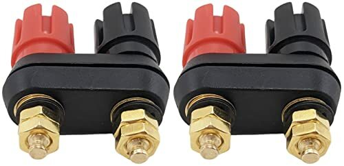 2 Pack Gold Plated Dual Binding Posts w\ 4mm Banana Plug Jacks