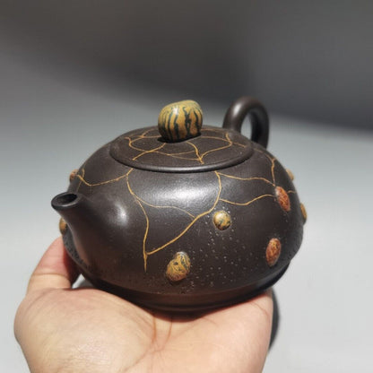 Chinese Yixing Purple Clay Teapot Zisha Ceremony Collectible Calligraphy Teaware