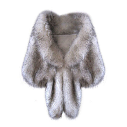 Elegant High-grade Bridal Wedding Luxury Fur Long Shawl Stole Wrap Shrug Scarf