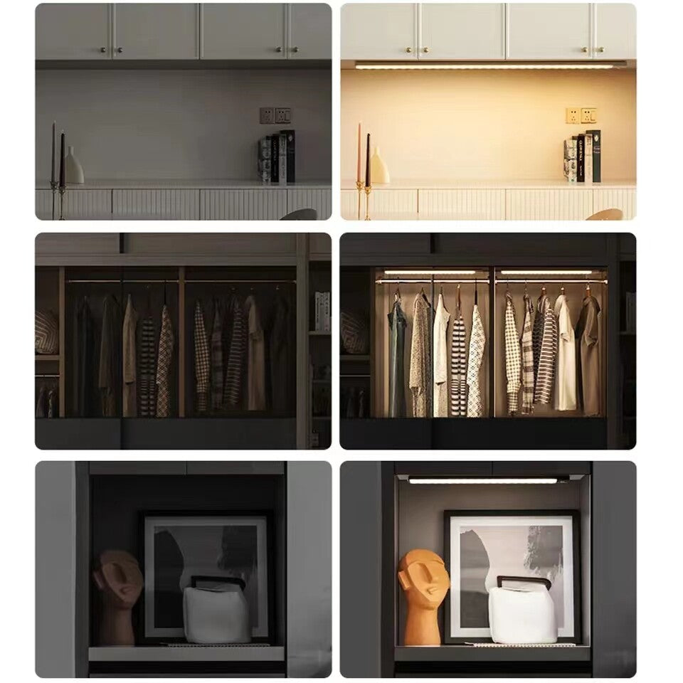 LED Motion Sensor Under Cabinet Closet Light USB Rechargeable Kitchen Lamp Strip