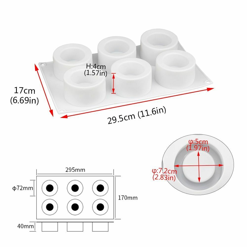 3D Silicone Mold 6 Holes Pudding Cupcake Art Cake Baking Pastry Mousse Chocolate