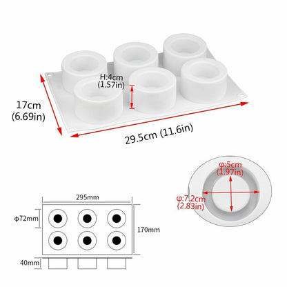 3D Silicone Mold 6 Holes Pudding Cupcake Art Cake Baking Pastry Mousse Chocolate