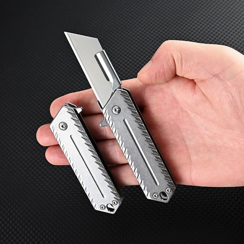 Heavy Steel Handle Folding Pocket Knife Cutter Carving Tool Outdoor Knife EDC